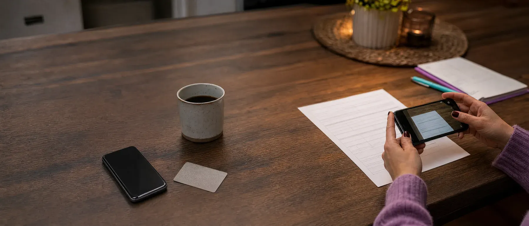 Téléphone et papiers sur une table, pour ouvrir un compte de paris sportifs légal